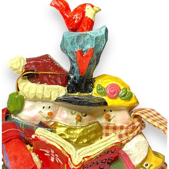 Kurt Adler Snowtown Figurine Snowfolk Loving Couple & Kid Snowmen - Picture 4 of 13